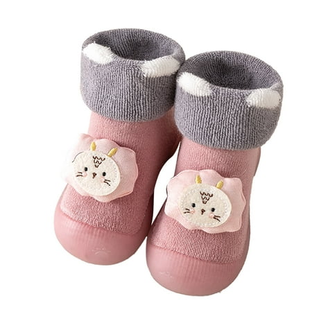 

Toddler Baby Girls Boys Boot Toddle Footwear Winter Toddler Shoes Soft Bottom Indoor Non Slip Warm Cartoon Animal Floor Socks Shoes