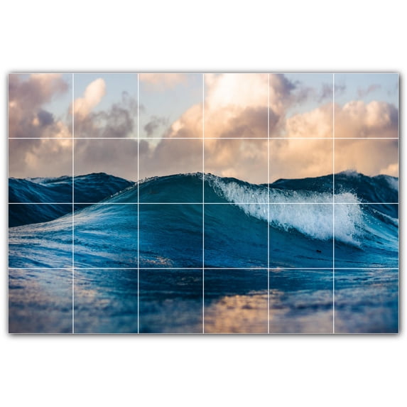 Picture-Tiles.com: Waves Ceramic Tile Wall Mural WAL501179-64XL. 72"W x 48"H using (24) 12" x 12" Ceramic Tiles-Satin Finish