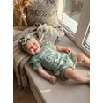 thumbnail image 5 of BemeyourBBs Newborn Baby Girls Summer Clothes Baby Girl Little Sister Mama's Girl Outfit Cute Letter Print Short Sleeve Ribbed Romper Elastic Strawberry Floral Ruffled Shorts Headband 3-Piece Set, 5 of 9