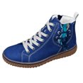 thumbnail image 2 of Women's Lace-Up Ankle Boots, Flat Heel Winter Boots with Side Zipper & Fur Lining, Fashion Combat Boots for Fall & Cold Weather Blue 39, 2 of 3