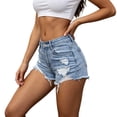 thumbnail image 4 of Atogsazn Womens Summer Denim Shorts Casual Button High Waist Ripped Frayed Hem Short Jeans with Pocket Light Blue M Fashion, 4 of 8