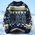 thumbnail image 2 of KKBOTIVE Christmas Fashion Knit Sweater for Mens Casual Loose Fit Crewneck Pullover Intricate Jacquard Pattern Soft Warm Winter Tops Navy Size: XXXXL, 2 of 7