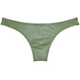 thumbnail image 2 of Botmois Men Cheeky Briefs Underwear Low-rise 1/2 Hip Booty Panties Gloss Slip Bikini Briefs Army Green L, 2 of 3