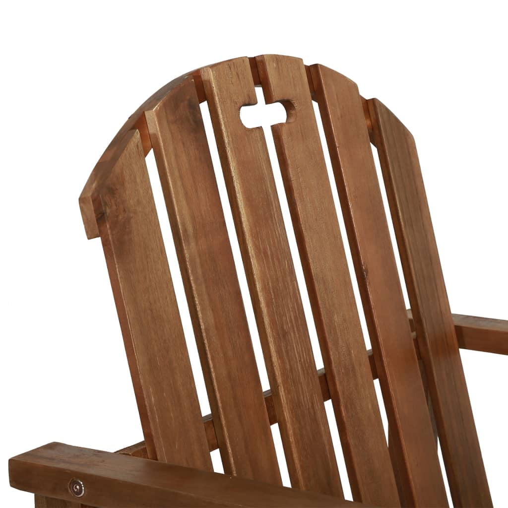 Kepooman 2 Pcs Patio Wooden Oversized Seat Lounge Chair with Backrest, Brown