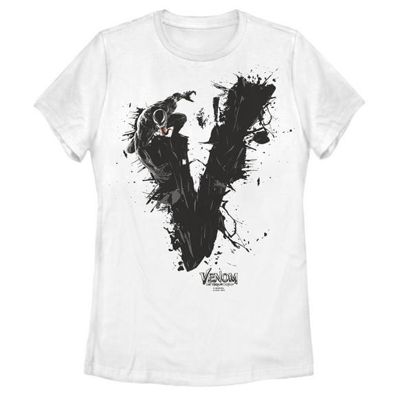 Women's Marvel Venom: Let There be Carnage Black V Splatter Graphic Tee White Medium