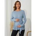 thumbnail image 3 of DOPI Women's Maternity Shirts Casual Long Sleeve Tie Front Ribbed Knit Pregnancy Tee Top, 3 of 8
