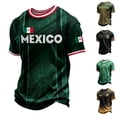 thumbnail image 5 of DXSCSE Men's Mexico Soccer Jersey, Ack Short Slztec Calendar Style Crew Neeeve Fans Mexico Shirt for Game Day, Casual Wear for Training Travel Dark Green 2XL, 5 of 7