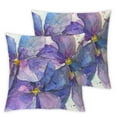 thumbnail image 2 of Acheng Pillow Covers, Purple Hydrangea Flower Oil Painting Square Throw Pillows Case Home Decorative Soft Bedroom Farmhouse Boho Cushion Pillowcase for Outdoor,Set of 2 White, 2 of 6