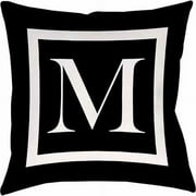 IDG Classic Block Monogram Decorative Pillow - Black