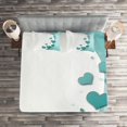 thumbnail image 2 of Ambesonne Turquoise Quilted Coverlet 3 Pcs, Hearts Valentines, King Size, Turquoise White Teal, 2 of 2
