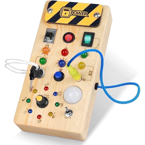 Konijiwa Montessori Busy Board with LED Light Switches for Toddler, Sensory  Learning Toys for 1-3 Year Old Boys and Girls