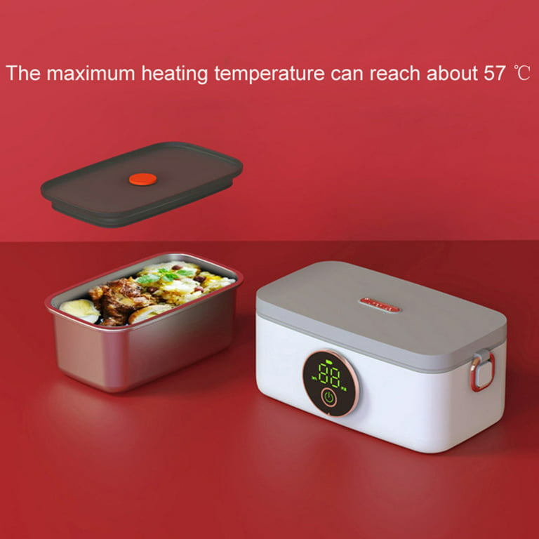 Wireless Electric Lunch Box Water-free Heating Food Container 2200mAh  Portable Food Warmer 1L Stainless Steel Liner Bento Box