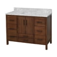 thumbnail image 3 of California 48" Bathroom Vanity with Walnut Cabinet and Carrara Marble Top, 3 of 6