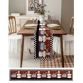 thumbnail image 3 of ERUNPONLY Fat Chef Table Runner - 72 Inch Long Black White Checkered Farmhouse Red Kitchen Cook Cotton Linen Blended Dress Scarves Farmhouse Table Runner for Kitchen Dining, Coffee Table, 16"x72", 3 of 8