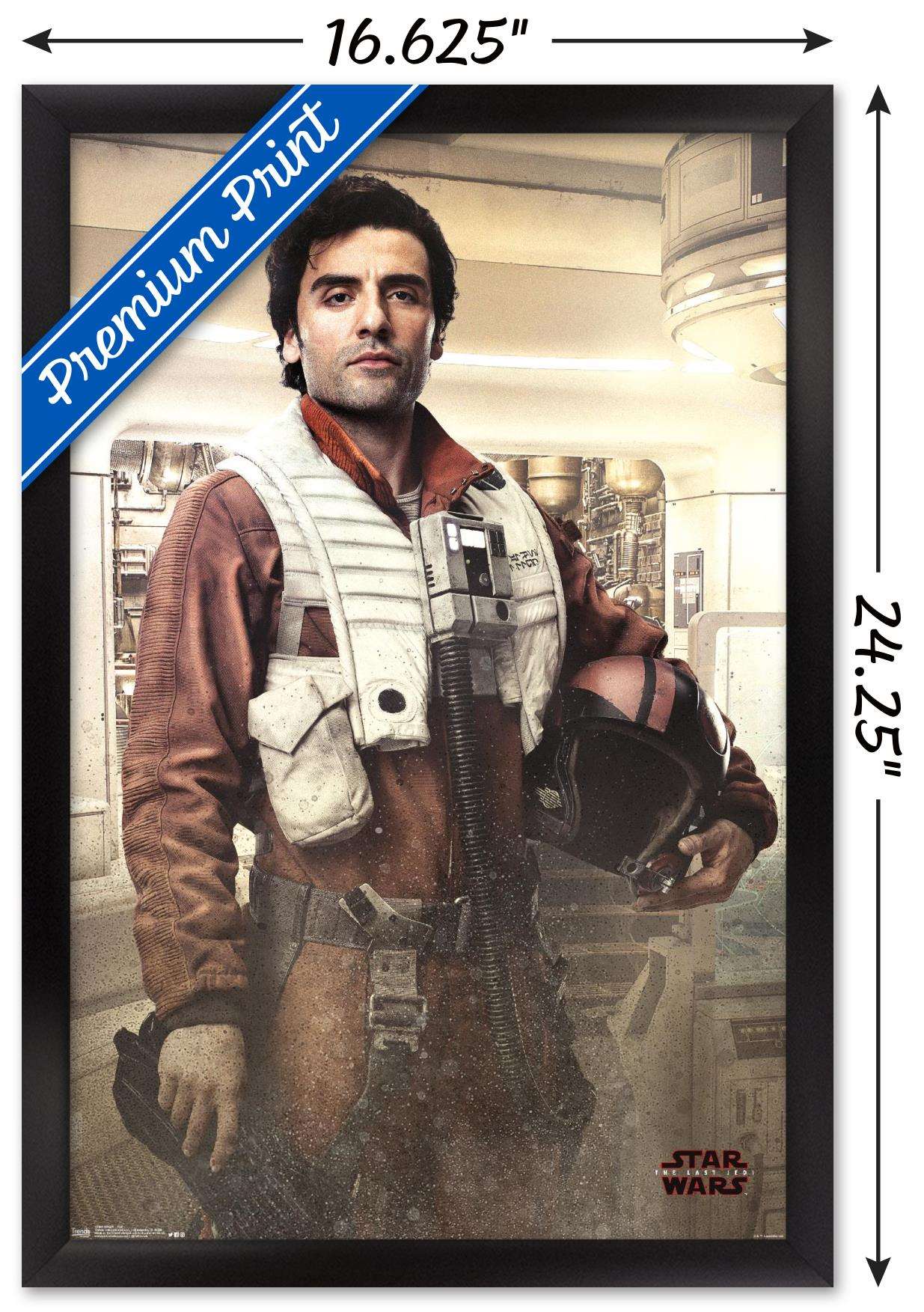 Star Wars: The Last Jedi - Poe Wall Poster, 14.725" x 22.375", Framed