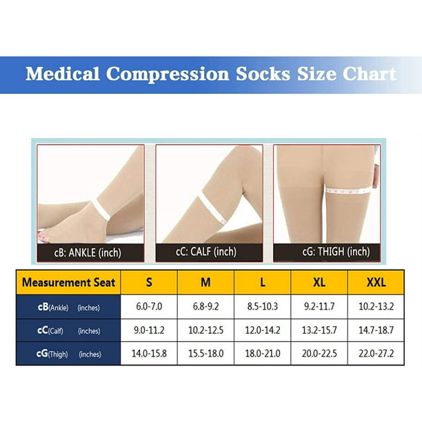 Medical Compression Pantyhose for Women & Men, 20-30mmHg