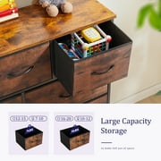 EDX 7 Drawer Dresser, Wide Chest of Drawers Nightstand Storage Tower Storage Fabric Dresser for Living Room, Bedroom, Hallway, Rustic Brown
