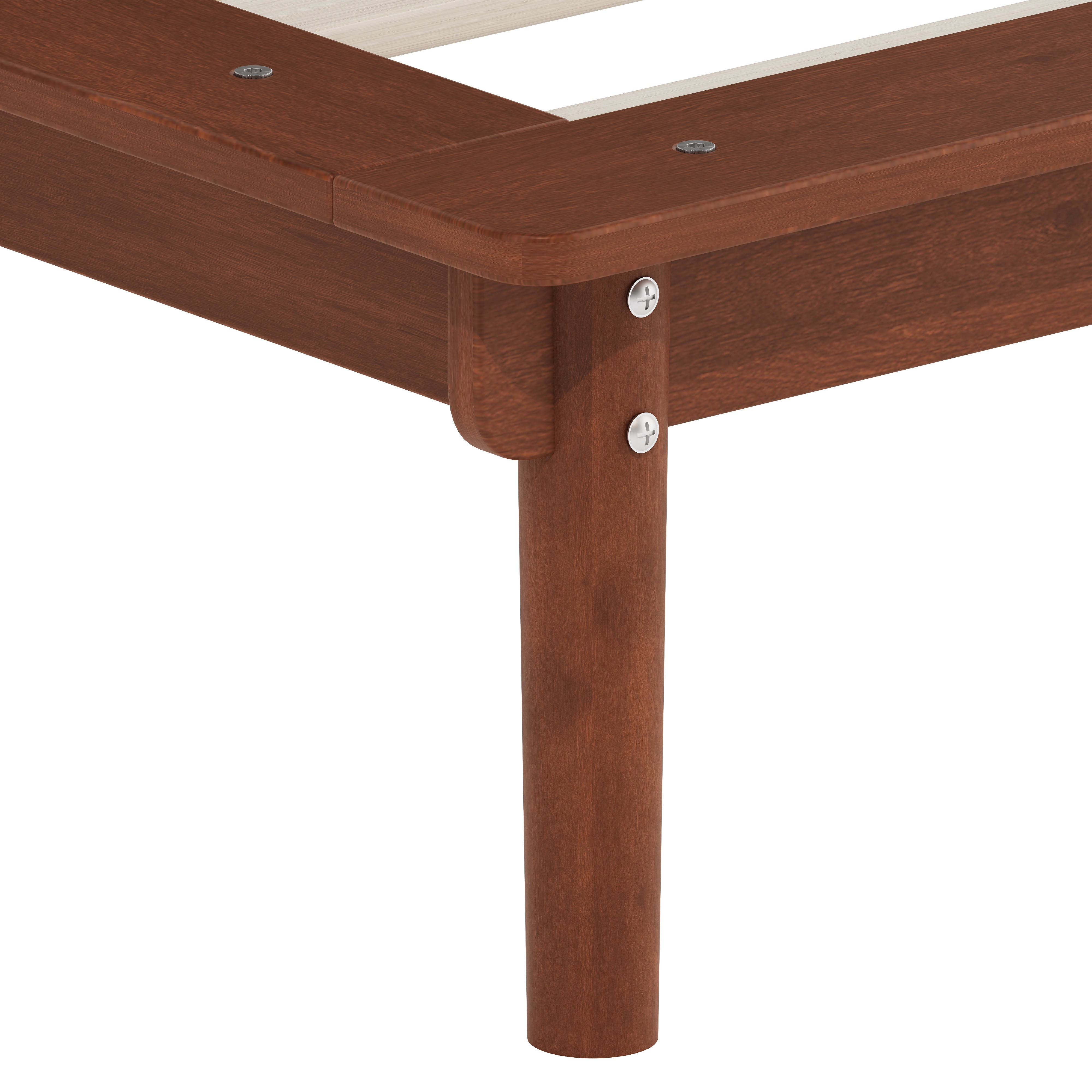 Euroco Wood Mid-Century Queen Bed, Low Profile Platform Bed Frame with Subtly Angled Headboard, Widened Side Rails, No Box Spring Needed, Walnut