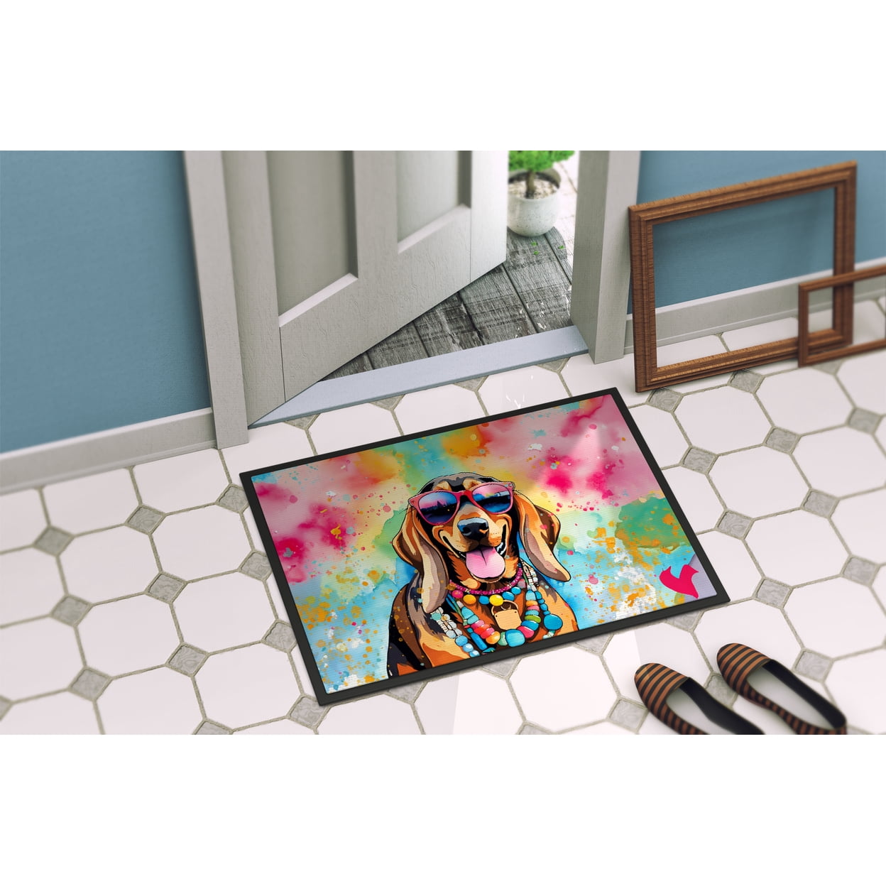 Carolines Treasures DAC2504MAT 0.15 x 18 x 27 in. Doberman Pinscher Hippie Dawg Doormat