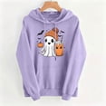 thumbnail image 5 of Molidfa Women's Happy Ghost Hoodie Drink Pumpkin Halloween Graphic Sweatshirt, 5 of 5