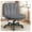 Gray Velvet, variant on Criss Cross Chair with Wheels, Cross Legged Office Chair, Armless Wide Vanity Desk Chair with Comfty PU Leather & Back - Swivel Height Ajustable for Home Office Bedroom, Black