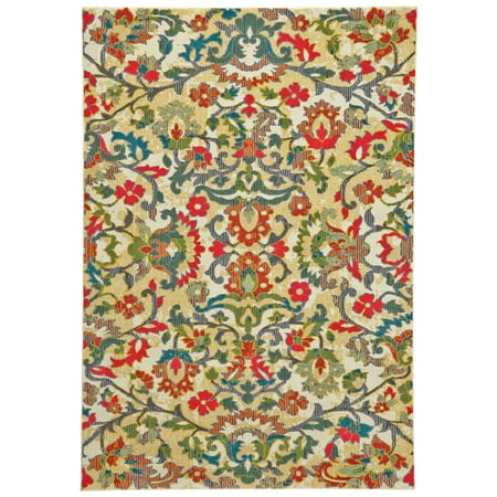 Saluda Spiral Botanical Rug, Bright Red/Green, 5ft x 8ft Area Rug