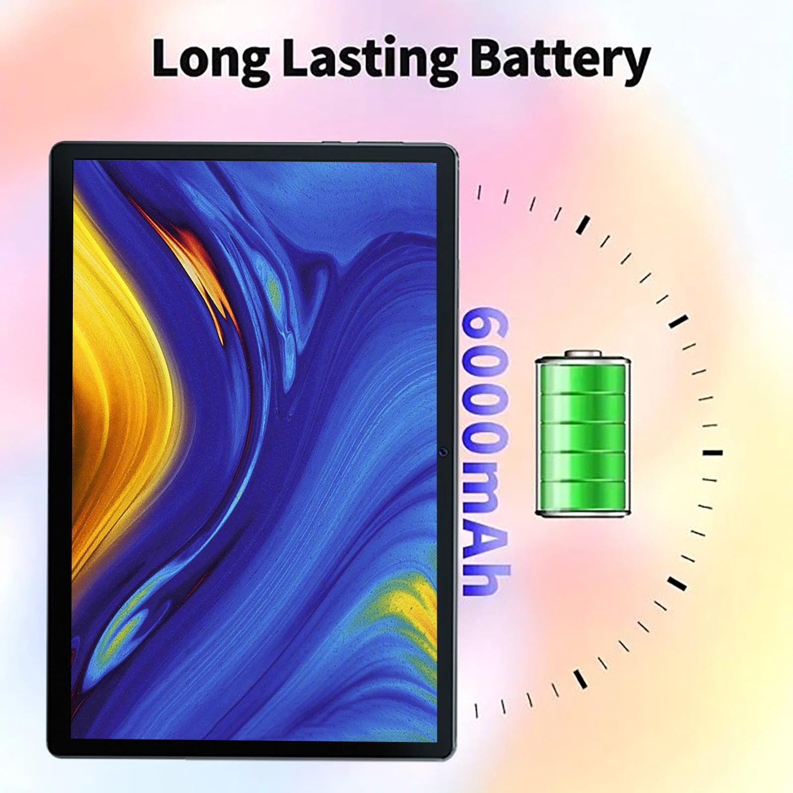 Tablet 10 inch Android Tablets, 6GB RAM 32GB ROM 512GB Expand, Quad-Core Processor, 1280x800 LCD Touch Screen, WiFi, Dual Camera, BT, 6000mAh Battery