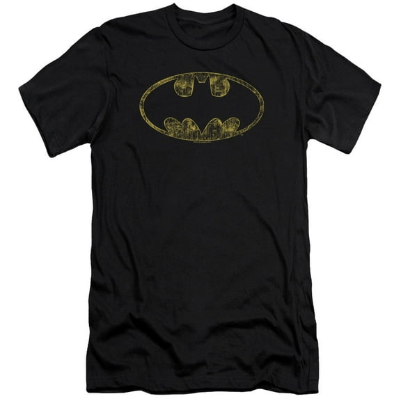 Batman Tattered Logo Premium Canvas T-Shirt Adult Slim Fit 30/1 Black