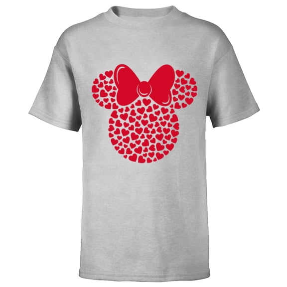 Disney Minnie Mouse Icon Filled with Hearts - Short Sleeve T-Shirt for Kids - Customized-Athletic Heather