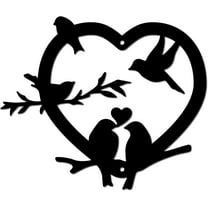DIY Heart Metal Bird Wall Decor Birds on The Branch Art Iron Wall Signs Hanging Decoration Ornament Sculpture for Balcony Garden Home Living Room Decoration Outdoor Black 11.8x7.9Inch DIY