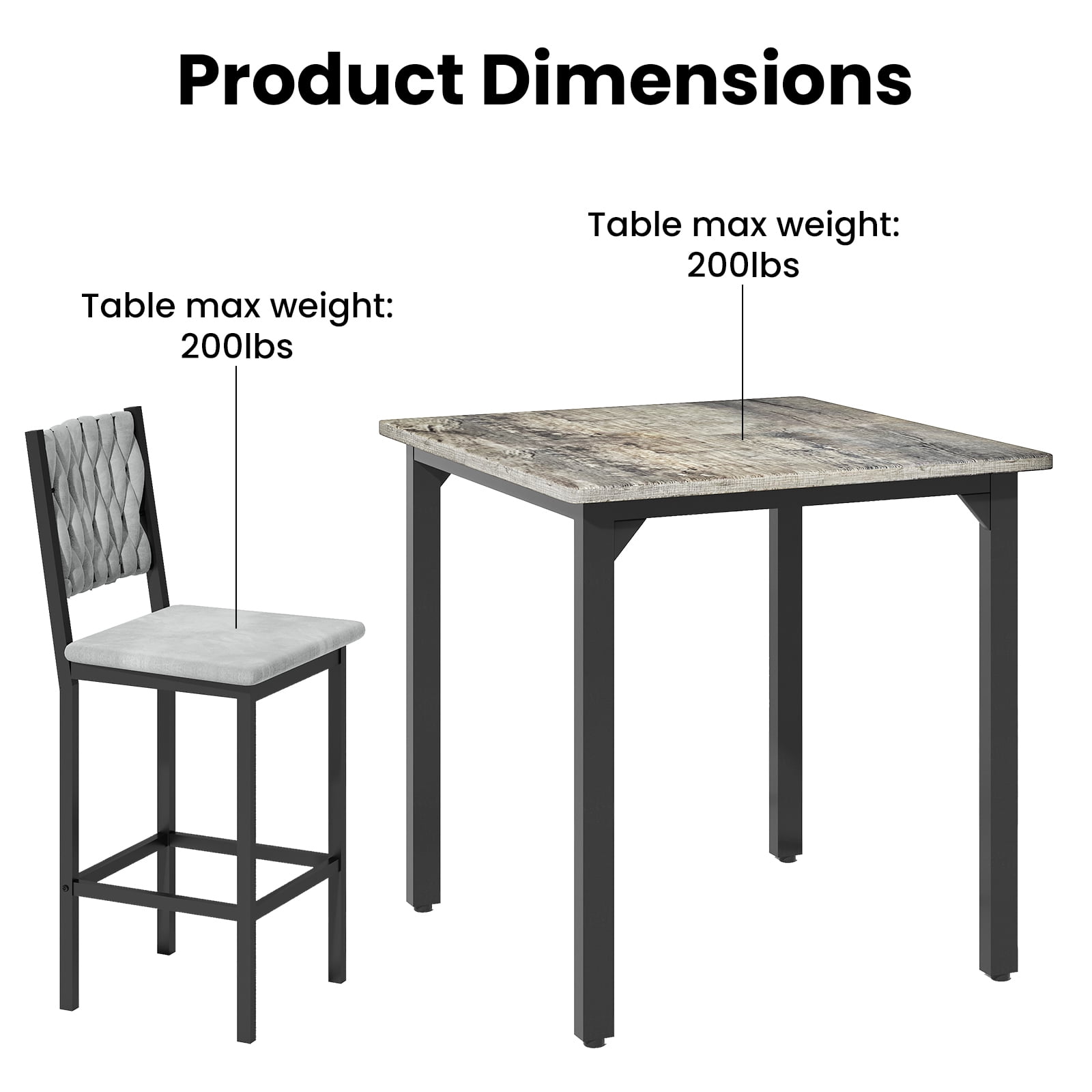 MIERES Wooden Kitchen Table and Chairs Set for 4, 36 Inch Dining Room Set for 4 with 4 Velvet High Back Support Chairs for Small Spaces, Gray