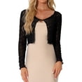 thumbnail image 1 of Allegra K Boléros pour Femmes, Cardigan Court Léger et Texturé, Transparent, TP, Noir, 1 of 6