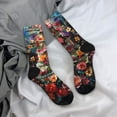 thumbnail image 5 of Hirioo Stained Glass Floral Cake Pattern Adult Middle Tube Socks Breathable Sock Non-Pilling,Contrasting Color Design, 5 of 6