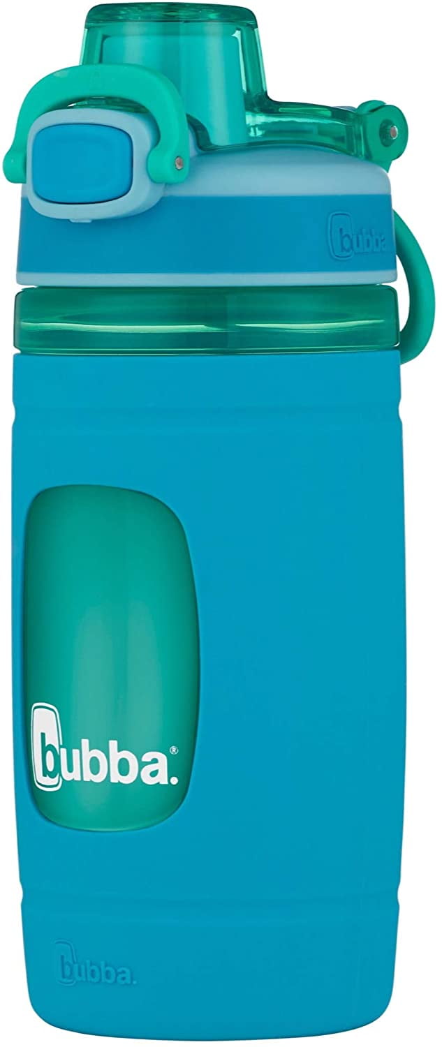 Bubba 16oz Plastic Flo Kids Water Bottle with Silicone Sleeve Blue Green  Swirl