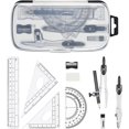 thumbnail image 2 of This 10-piece math and geometry set for students includes a shatterproof storage box, a ruler, protractor, compass, eraser, pencil sharpener, pencil lead, and pencil for drawing and drafting., 2 of 8