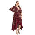 thumbnail image 1 of HKEDES Robe Maxi Portefeuille Bohème à Imprimé Floral pour Femmes Grande Taille, 1 of 8