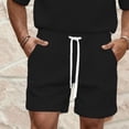 thumbnail image 2 of Wrtxtat Waffle Knit Shorts for Men Textured Drwastring Elastic Waist Wide Leg Shorts with Pockets Soft Comfort Summer Cargo Sweat Shorts Black S, 2 of 4