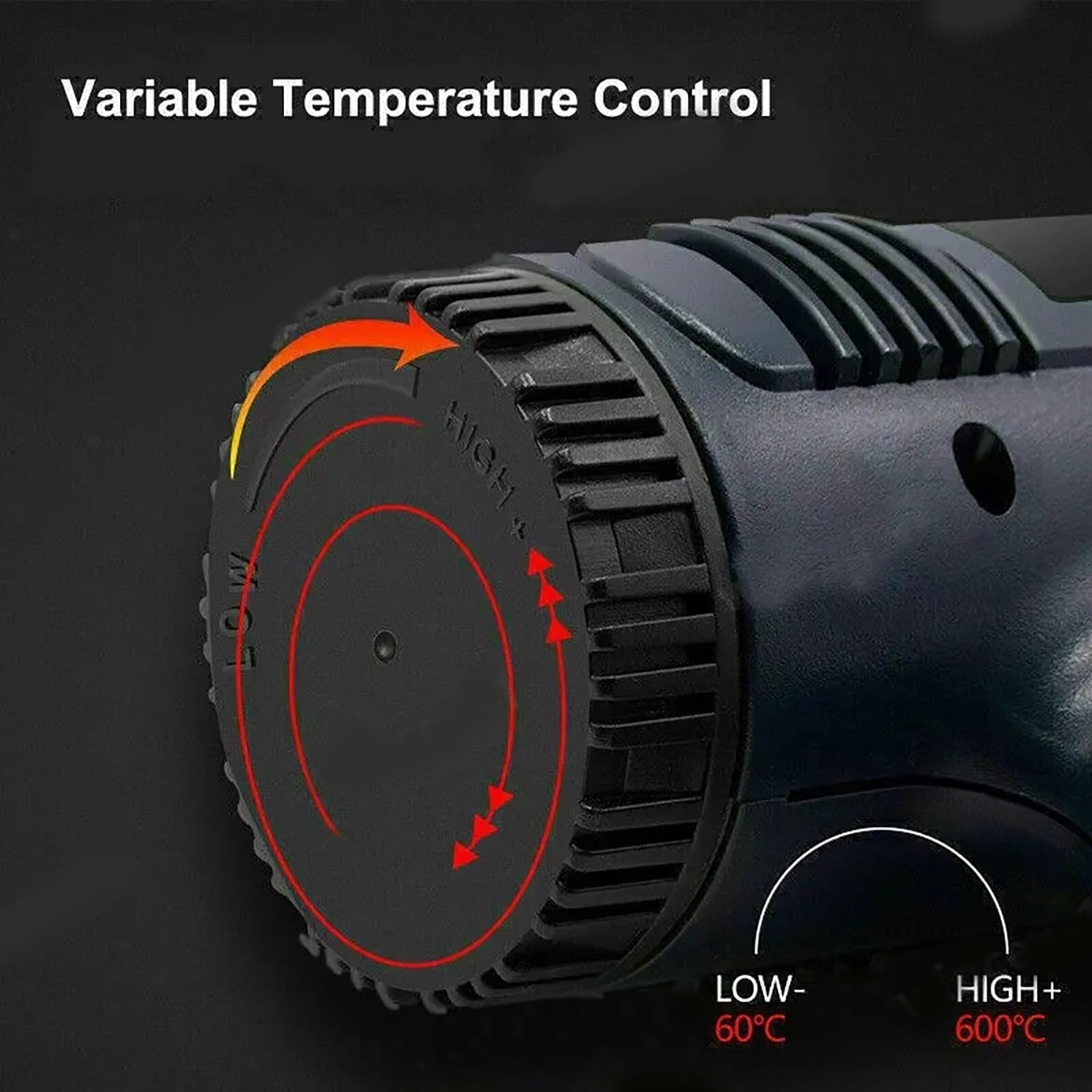 Heat Gun 2500W, 122°F - 1112°F (50°C - 600°C) - Fast Heating Heavy Duty Hot Air Gun Kit with Variable Temperature Control, Overheat Protection, and 4 Nozzles for Crafts, Shrinking PVC, Stripping Pain