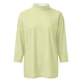 thumbnail image 5 of Mock Neck Tops for Women 3/4 Sleeve, Solid Color Loose Fit Pullover T-Shirt, Lightweight Casual Work Blouse for Everyday Wear, Spring Outfits 2026, Street Style and Office Beige L, 5 of 5
