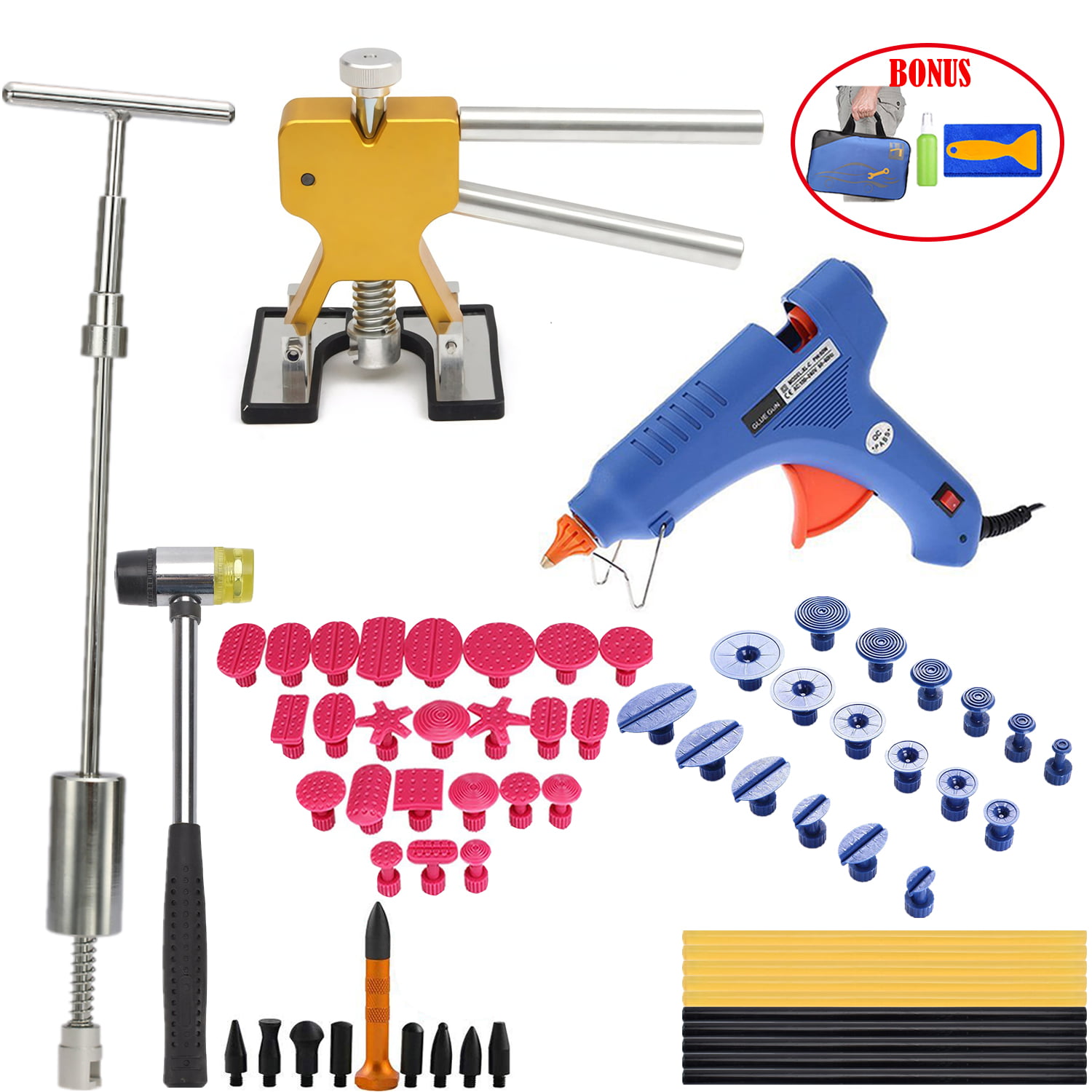 Details about   Car Dent Damage PDR Paintless Repair Removal Slide Hammer Hail Pulling Tool Kit 