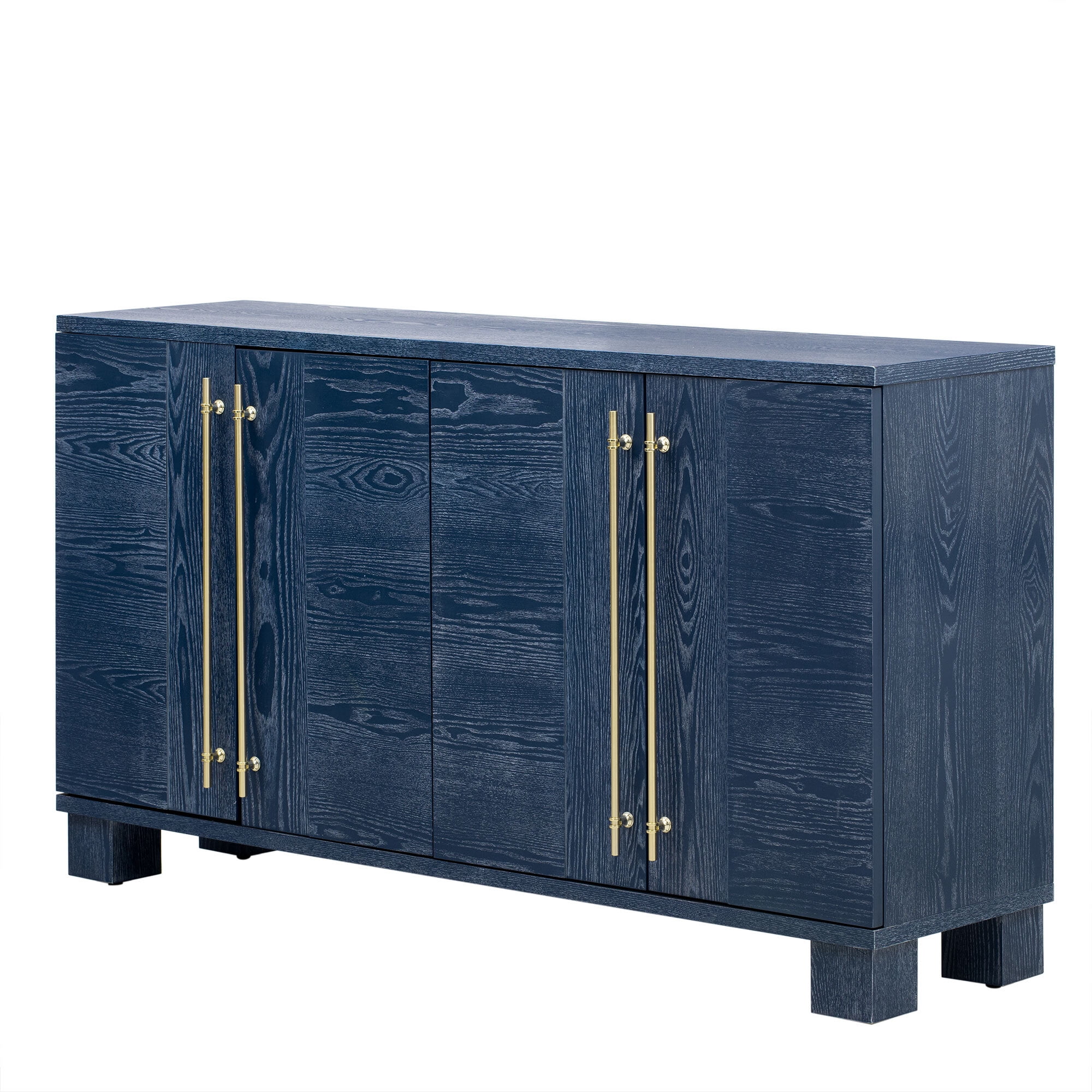 Euroco 60" Sideboard Buffet Cabinet with Storage, Wooden Coffee Bar Cabinet with Gold Handles & Adjustable Shelves for Kitchen, Dining Room and Living Room,Antique Navy