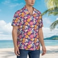 thumbnail image 2 of KLL Men's Hawaiian Shirt Short Sleeve Button Down Beach Shirts-Skull daisy flower, 2 of 5
