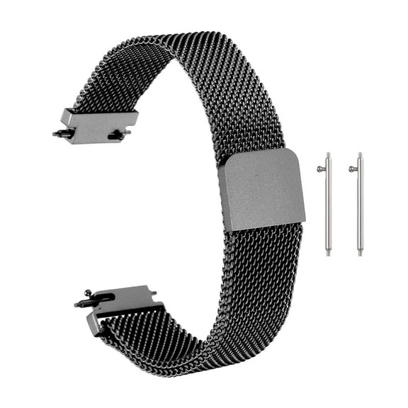 Uxcell Stainless Steel Mesh Watch Band 12mm Quick Release Metal Replacement Watch Strap with Magnetic Buckle for Men Women, Black