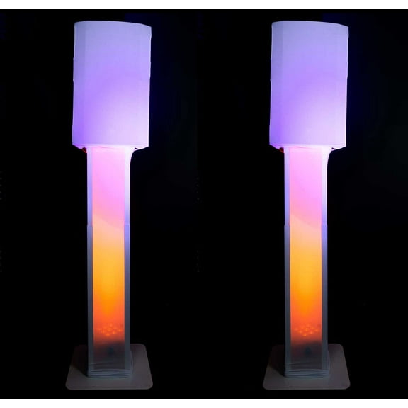 (2) Rockville Totem Stands White 15 inch PA DJ Speaker Cover Scrims 4 Wedding Church