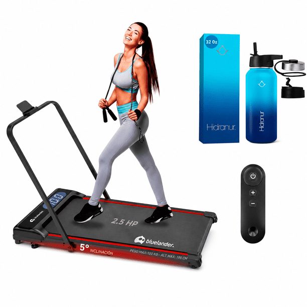 Caminadora Electrica Bluelander, Walking Pad con Asa, 110 V con Termo de Acero Inoxidable, 32 Oz (946.353 ml), Incluye 3 Tapas Herméticas, 2 Popotes, Verde