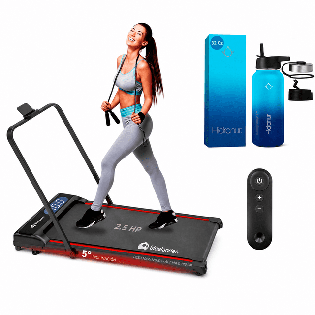 Caminadora Electrica Bluelander, Walking Pad con Asa, 110 V con Termo de Acero Inoxidable, 32 Oz (946.353 ml), Incluye 3 Tapas Herméticas, 2 Popotes, Verde