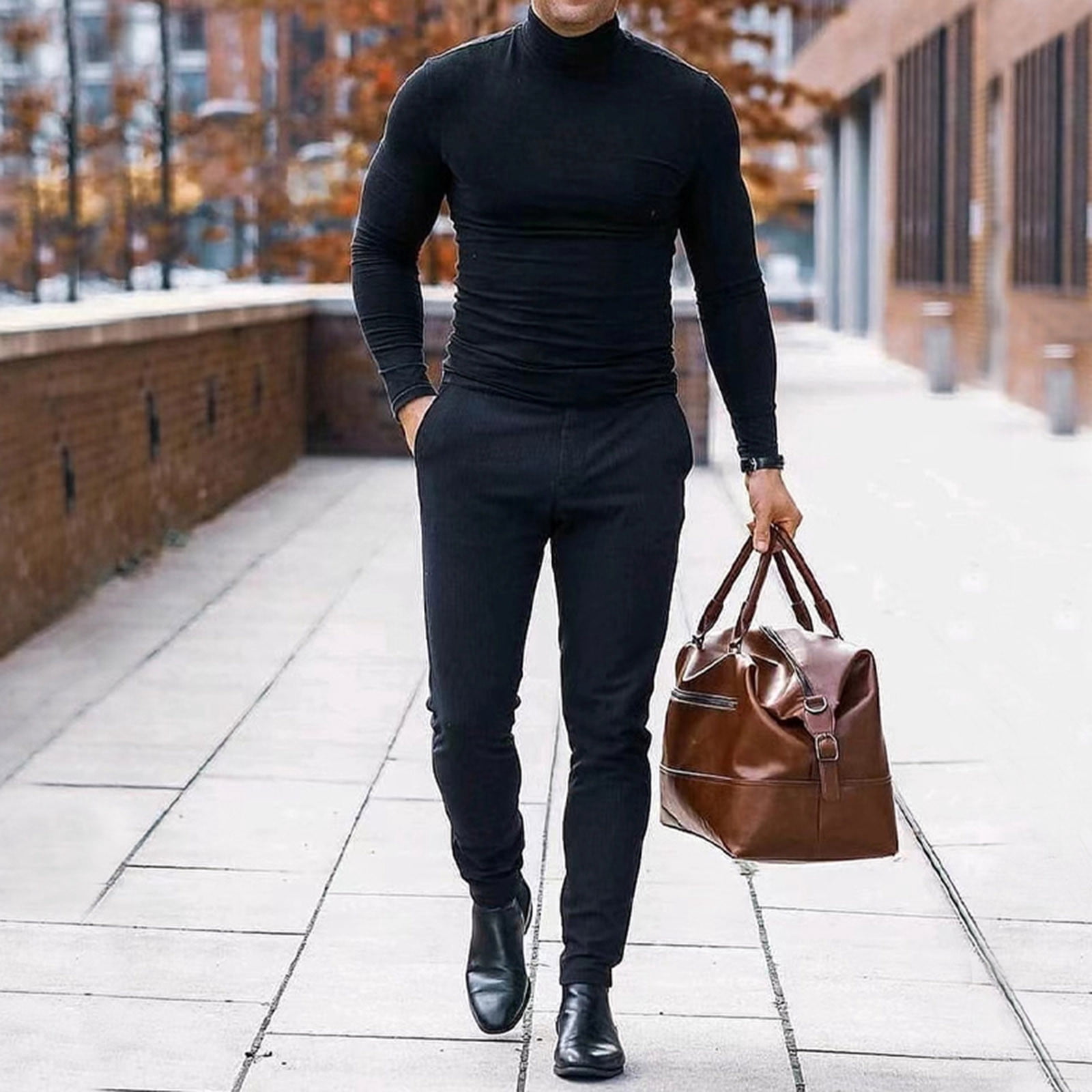 mens cotton roll neck tops