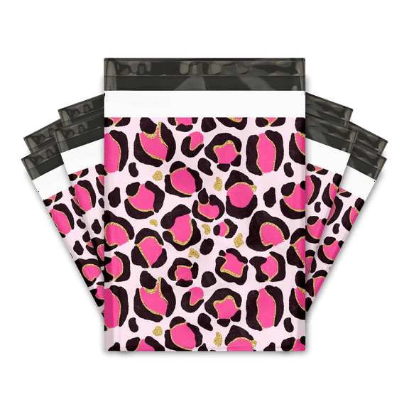 10x13 Pink Leopard Print Poly Mailers Shipping Envelopes Premium Printed Bags