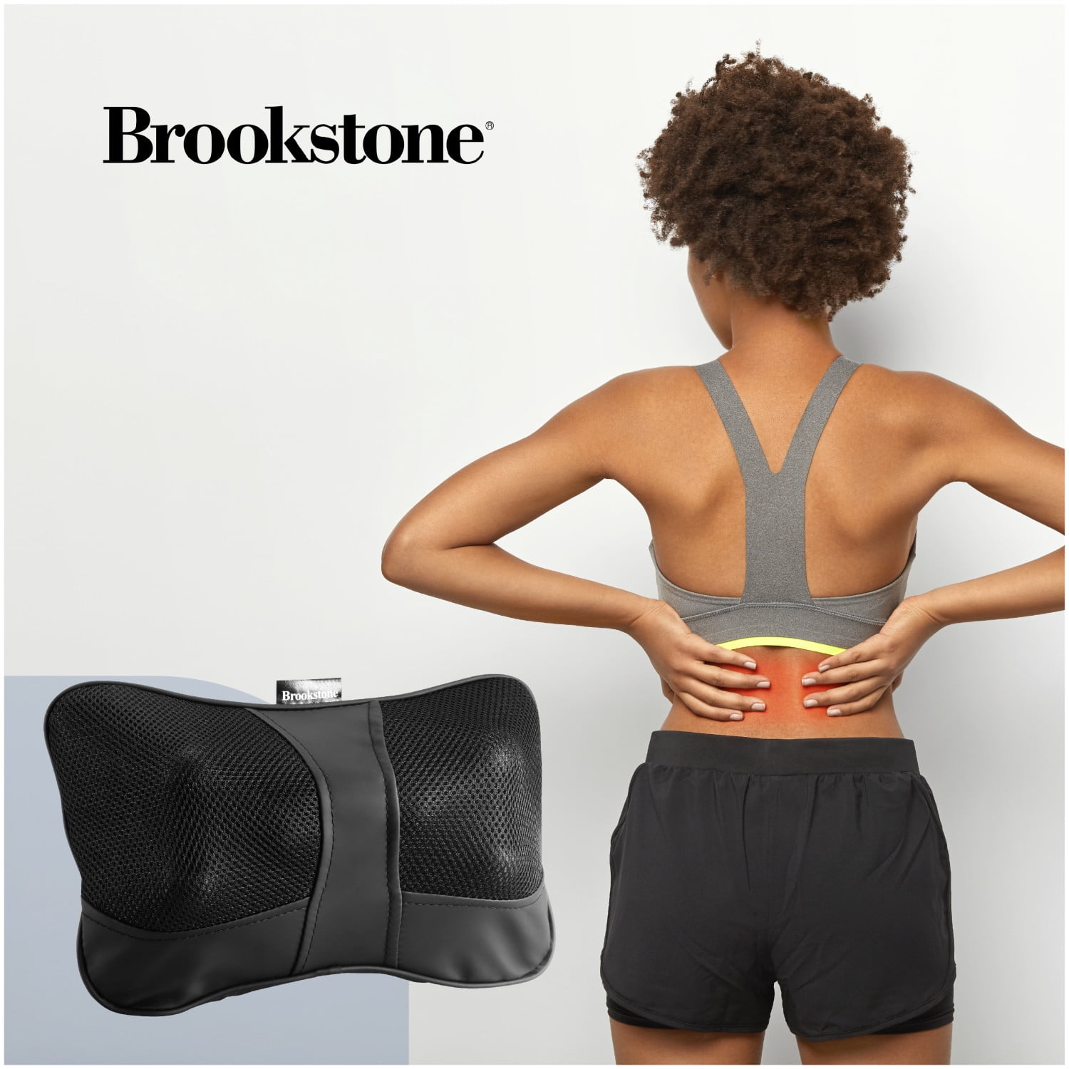 Brookstone Shiatsu Neck & Lumbar Massage Pillow, 6 Massage Nodes