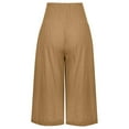 thumbnail image 3 of Fangasis Ladies Capri Pants Solid Color Palazzo Pant High Waist Bottoms Women Baggy Trousers Lounge Summer Brown 3XL, 3 of 7
